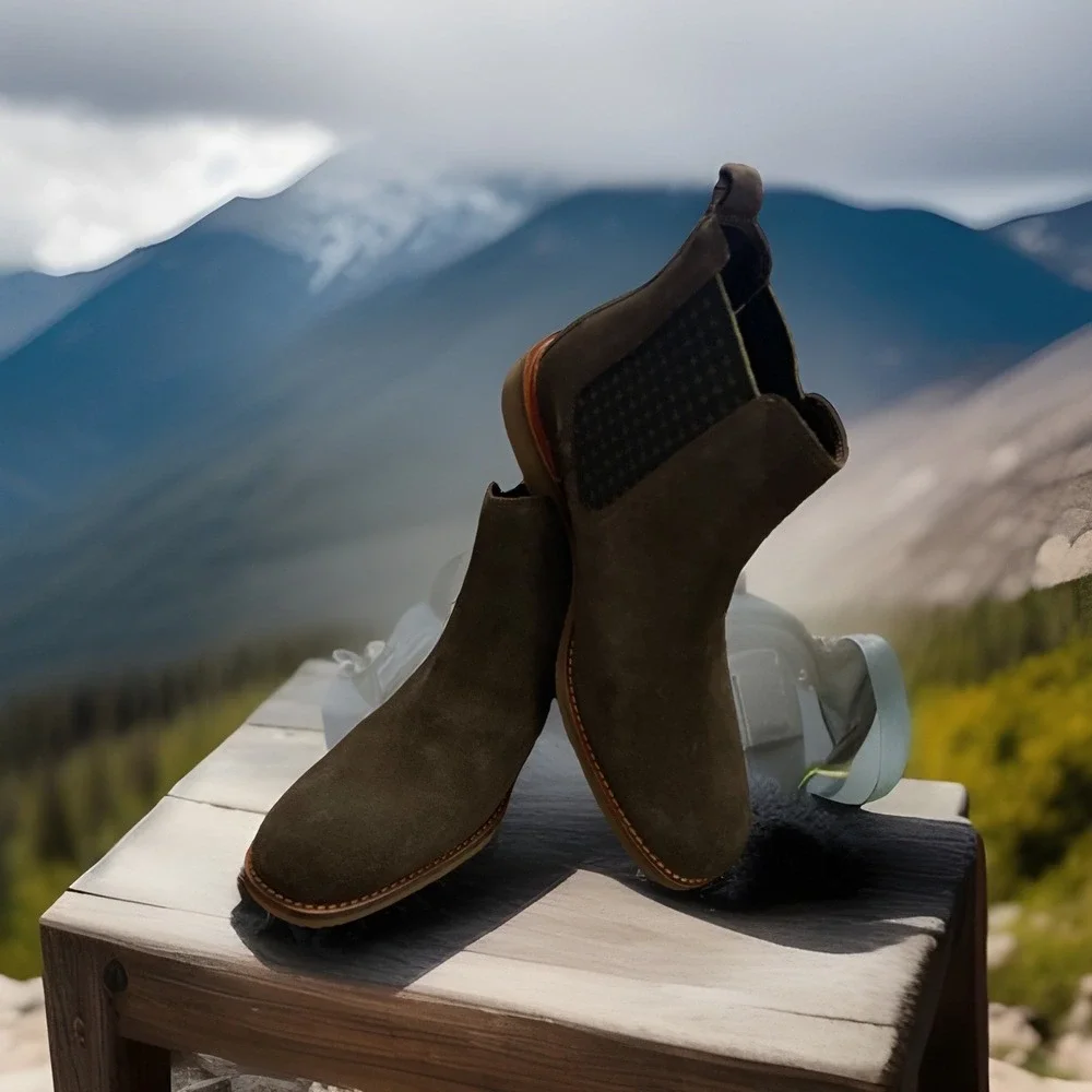 Stacy Adams‎ Gabriel Men's Sz 9 M Plain Toe Chelsea Boot Brown Suede 25625-245